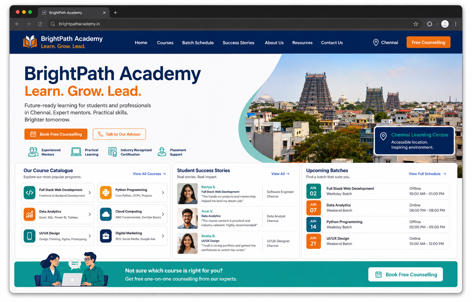 Demo education and coaching website concept