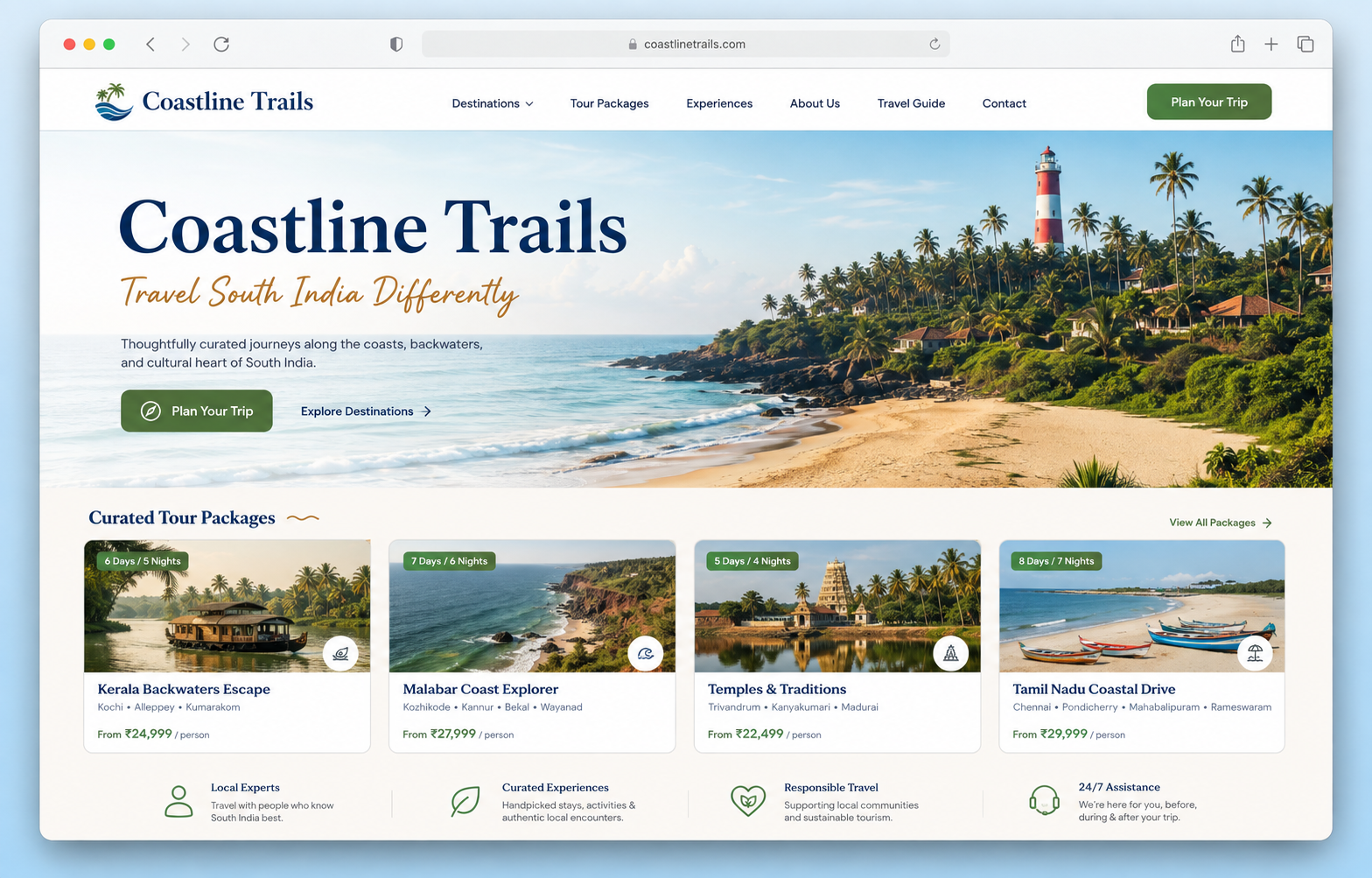 Demo travel company website concept